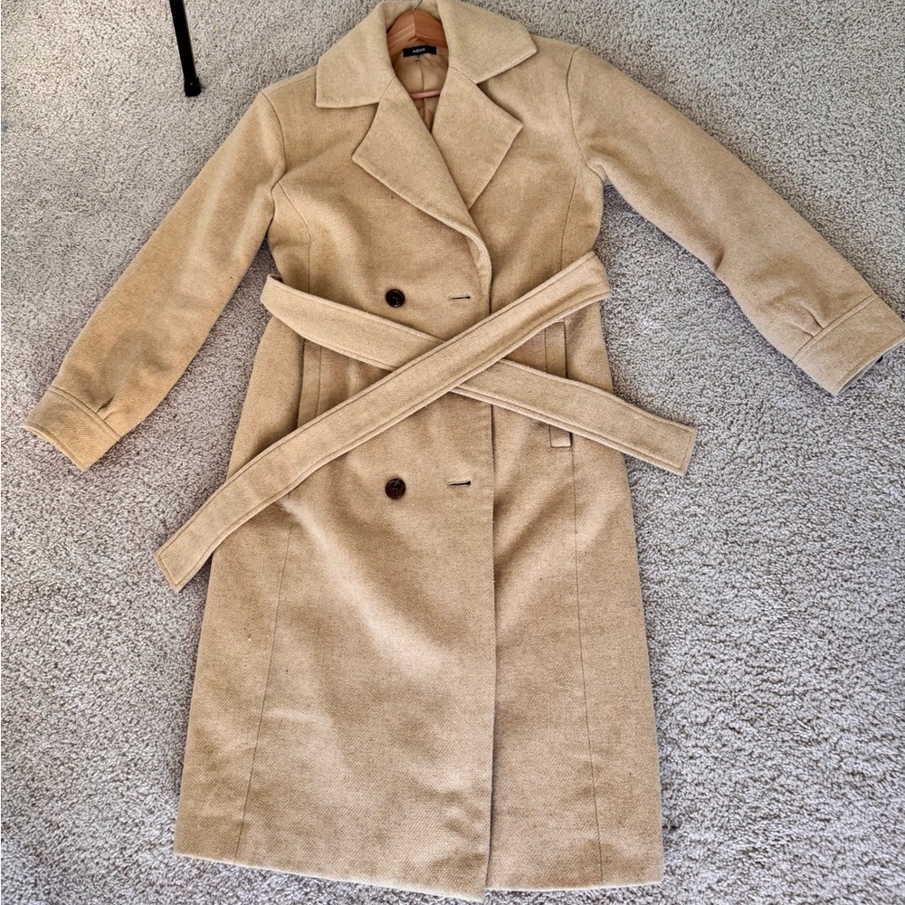 Aqua Classic Tan Trench Coat